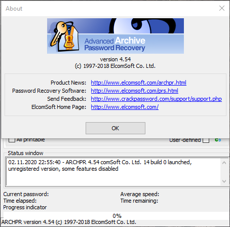 Открыть скриншот программы Advanced Archive Password Recovery Скриншот Advanced Archive Password Recovery