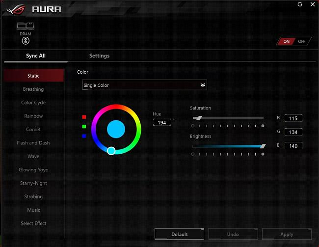 Открыть скриншот программы ASUS Aura Sync Скриншот ASUS Aura Sync