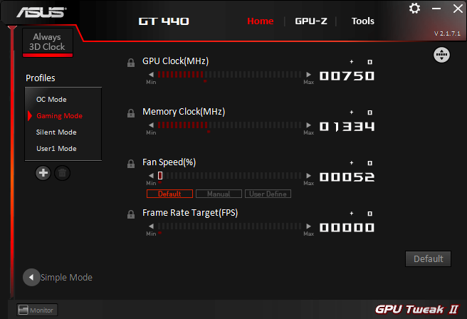 Открыть скриншот программы ASUS GPU Tweak II Скриншот ASUS GPU Tweak II