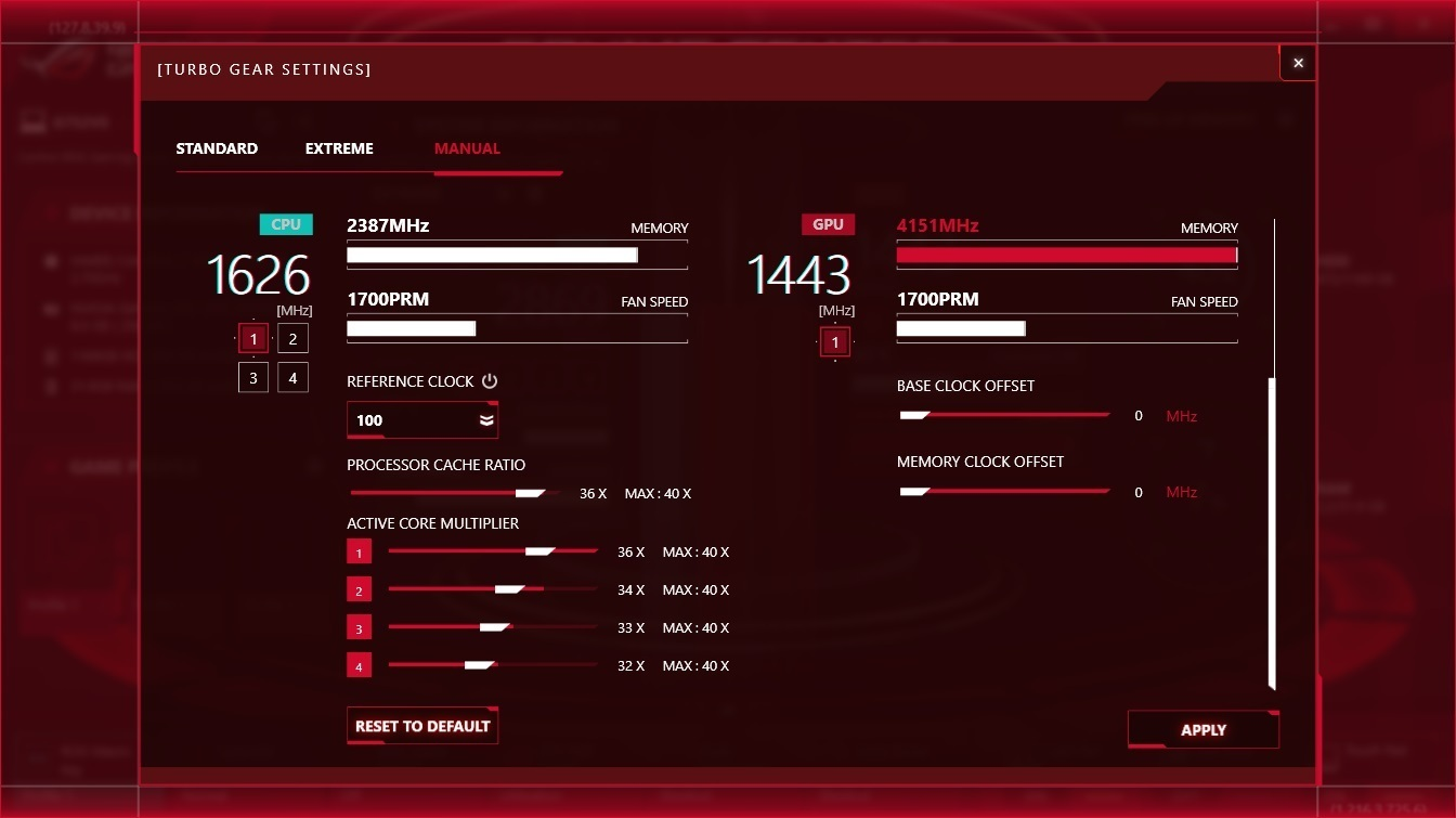 Открыть скриншот программы ASUS ROG Gaming Center Скриншот ASUS ROG Gaming Center