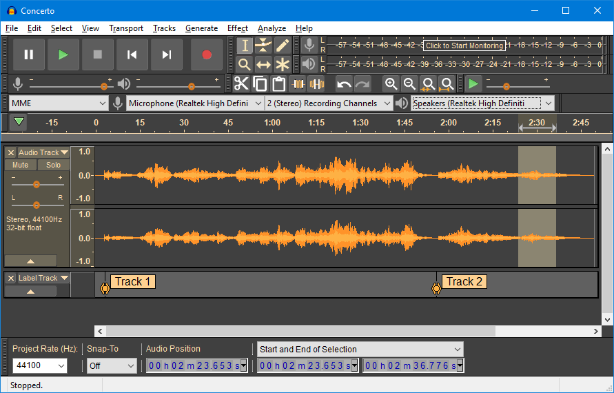 Открыть скриншот программы Audacity Скриншот Audacity