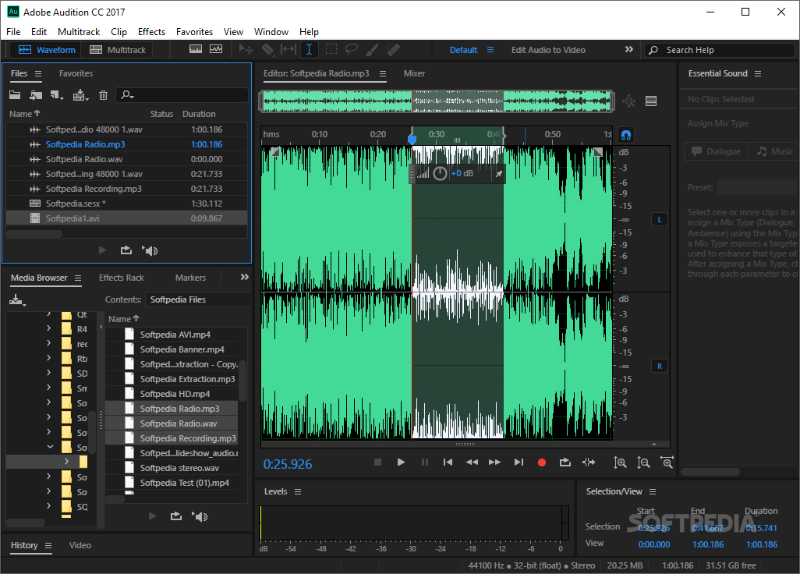Открыть скриншот программы Adobe Audition Скриншот Adobe Audition