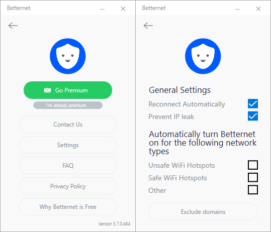 Открыть скриншот программы Betternet Скриншот Betternet
