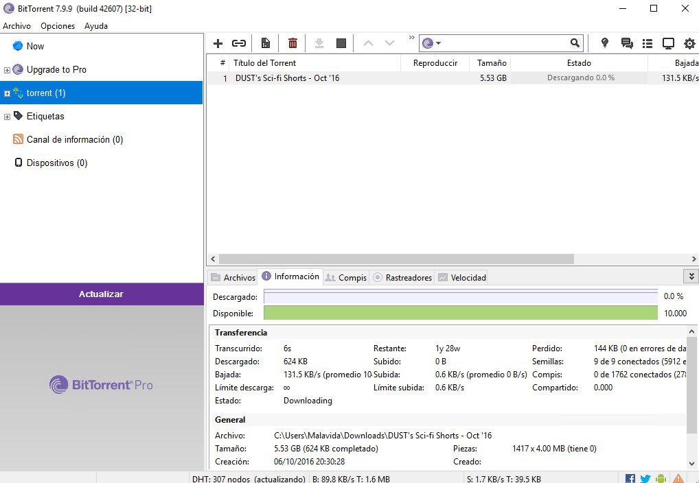 Открыть скриншот программы Bittorrent Скриншот Bittorrent