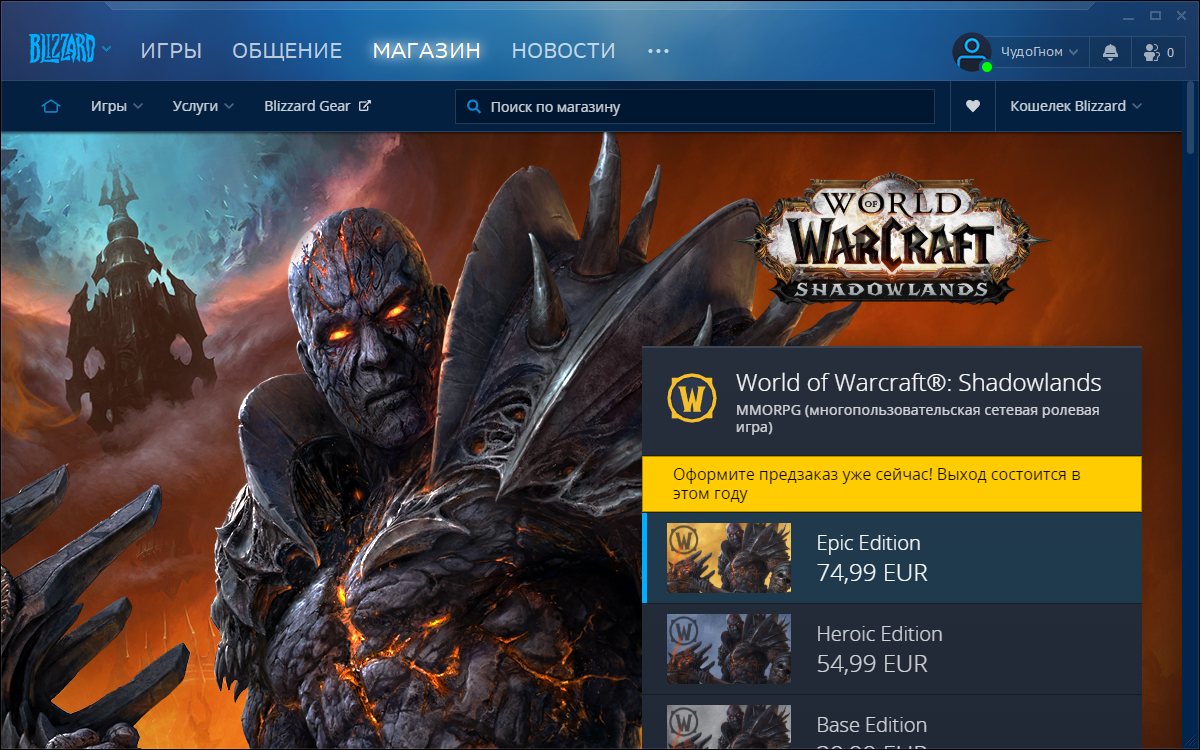 Открыть скриншот программы Blizzard Скриншот Blizzard