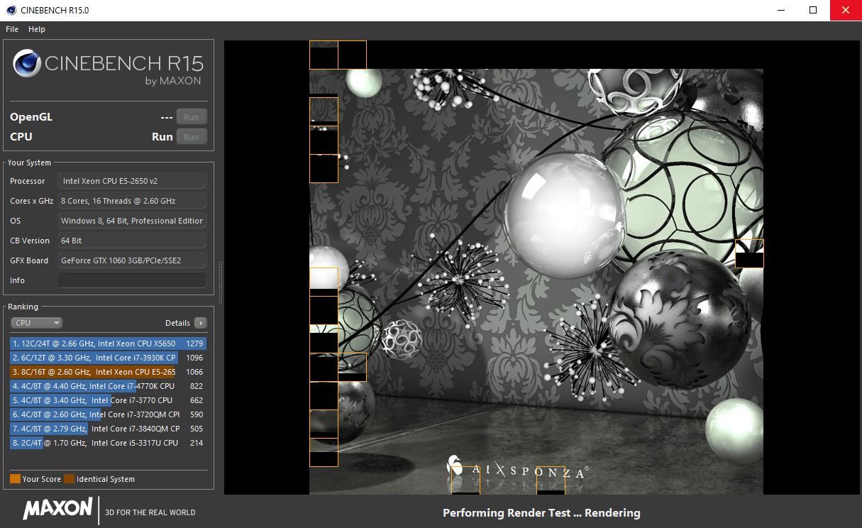 Открыть скриншот программы Cinebench Скриншот Cinebench