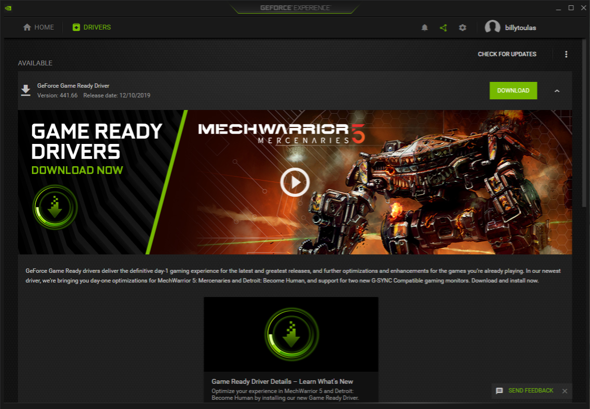 Открыть скриншот программы GeForce Experience Скриншот GeForce Experience