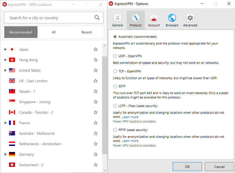 Открыть скриншот программы ExpressVPN Скриншот ExpressVPN