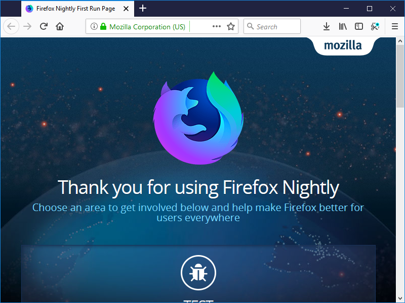 Открыть скриншот программы Firefox Nightly Скриншот Firefox Nightly