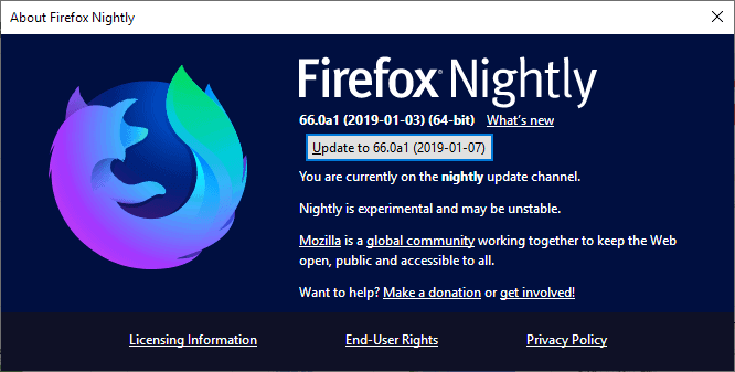 Открыть скриншот программы Firefox Nightly Скриншот Firefox Nightly