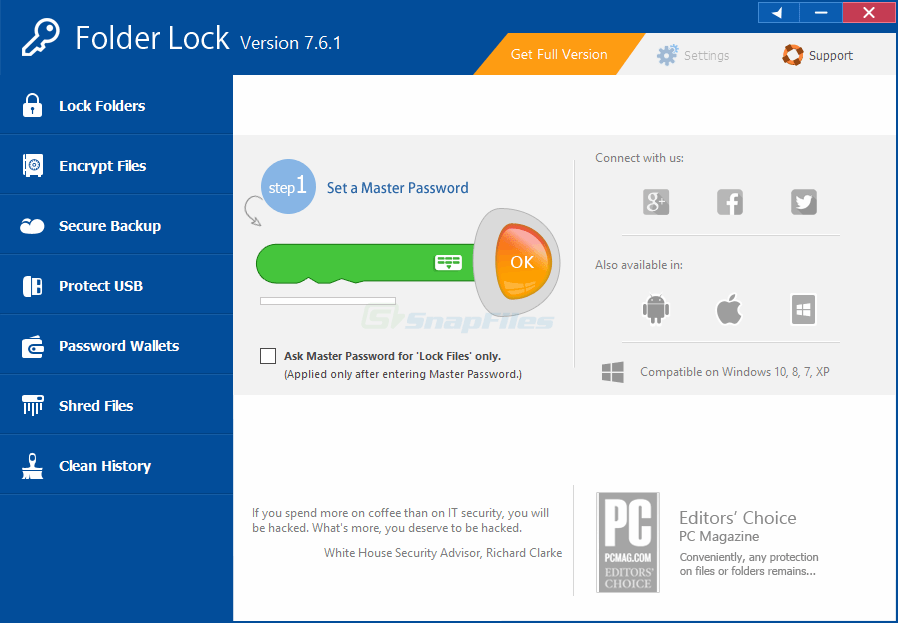 Открыть скриншот программы Folder Lock Скриншот Folder Lock