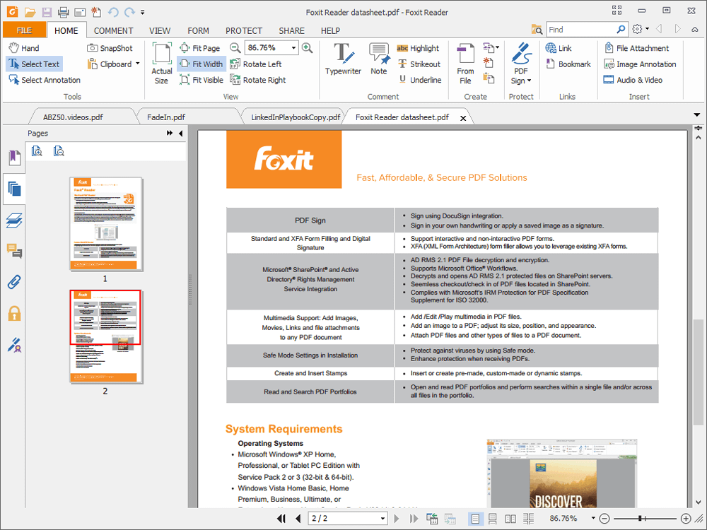 Открыть скриншот программы Foxit Reader Скриншот Foxit Reader