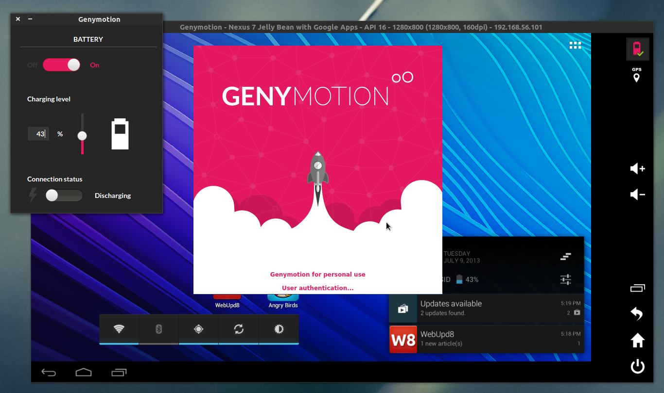 Открыть скриншот программы Genymotion Скриншот Genymotion