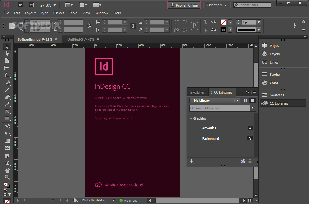 Открыть скриншот программы Adobe InDesign Скриншот Adobe InDesign