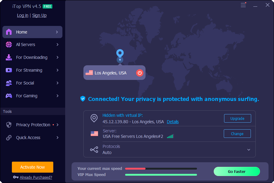 Открыть скриншот программы iTop VPN Скриншот iTop VPN