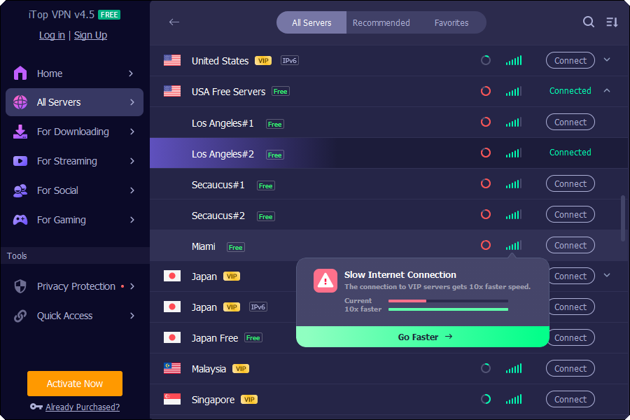 Открыть скриншот программы iTop VPN Скриншот iTop VPN