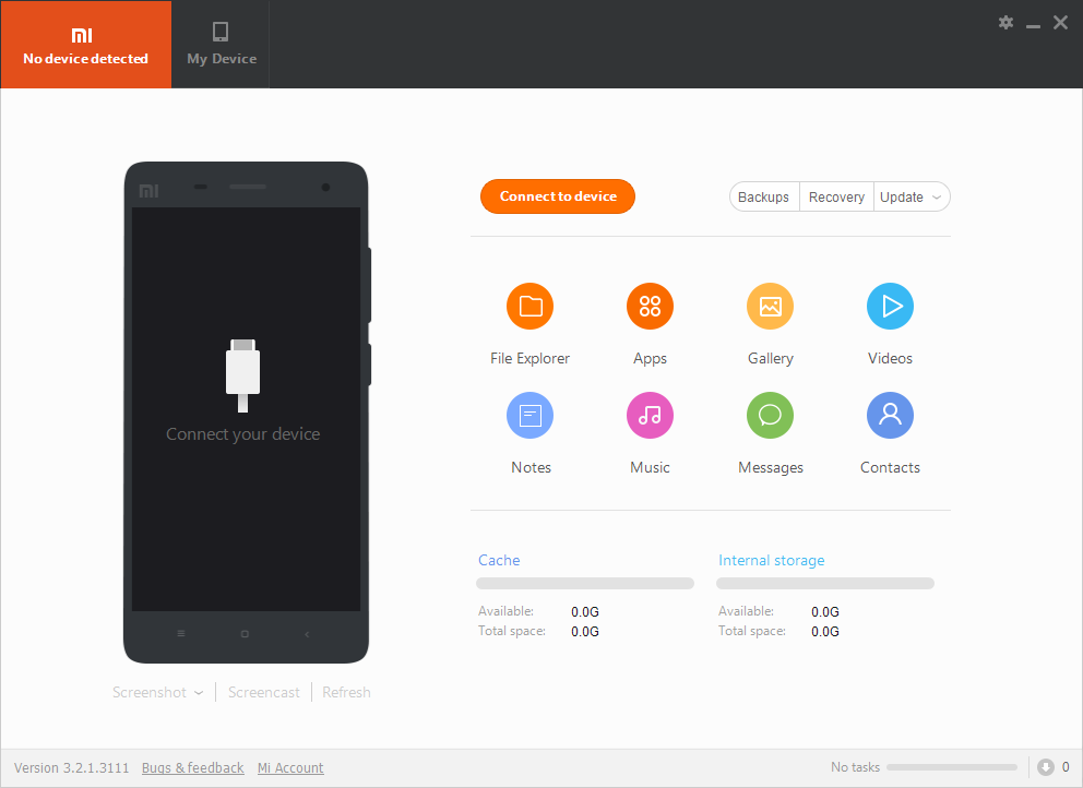 Открыть скриншот программы Mi PC Suite Скриншот Mi PC Suite