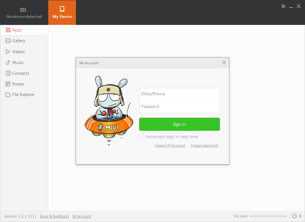 Открыть скриншот программы Mi PC Suite Скриншот Mi PC Suite
