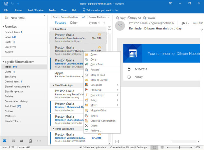 Открыть скриншот программы Microsoft Outlook Скриншот Microsoft Outlook