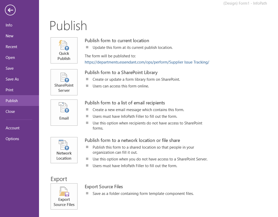 Открыть скриншот программы Microsoft InfoPath Скриншот Microsoft InfoPath