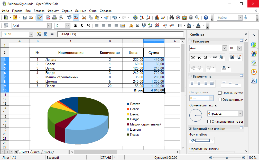 Открыть скриншот программы OpenOffice Скриншот OpenOffice