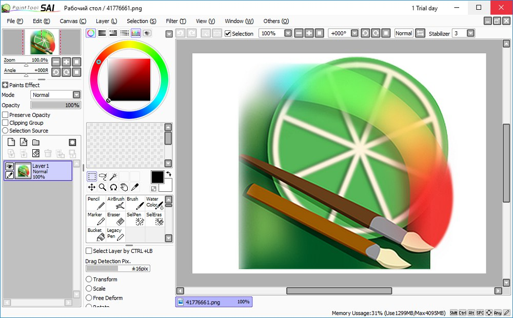 Открыть скриншот программы Paint Tool SAI Скриншот Paint Tool SAI