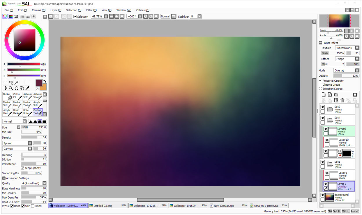 Открыть скриншот программы Paint Tool SAI Скриншот Paint Tool SAI