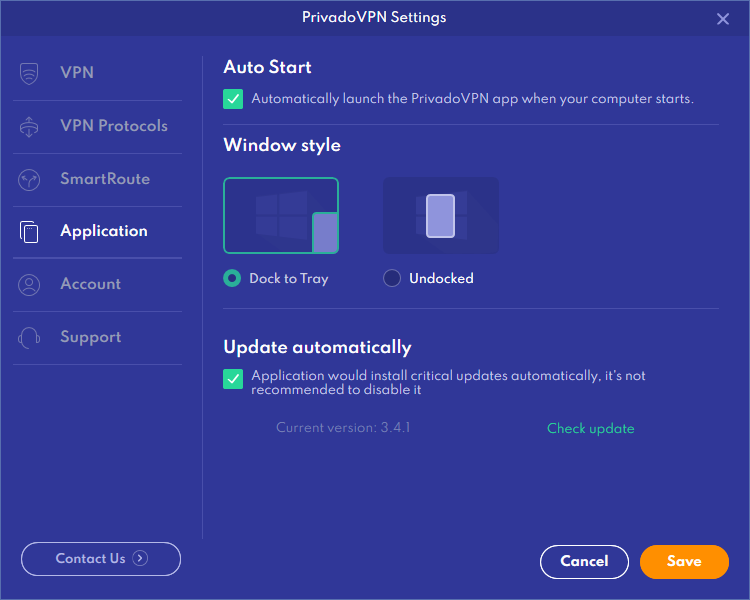 Открыть скриншот программы PrivadoVPN Скриншот PrivadoVPN