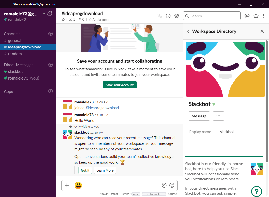 Открыть скриншот программы Slack Скриншот Slack