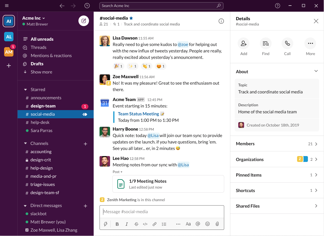 Открыть скриншот программы Slack Скриншот Slack
