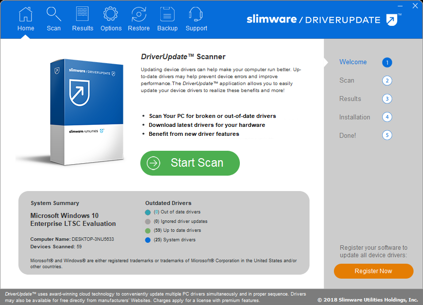Открыть скриншот программы SlimDrivers Скриншот SlimDrivers