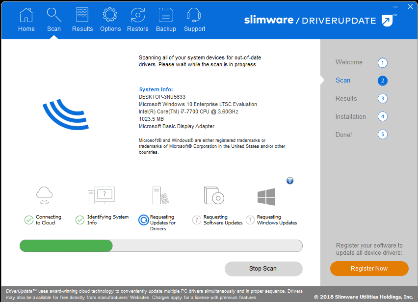 Открыть скриншот программы SlimDrivers Скриншот SlimDrivers