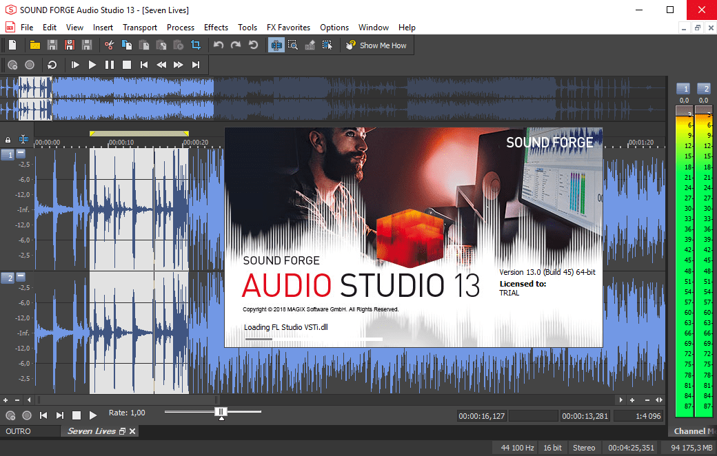 Открыть скриншот программы Sound Forge Скриншот Sound Forge
