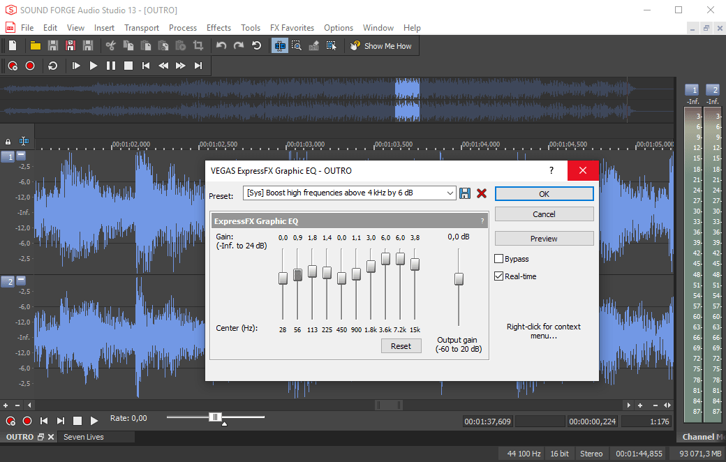 Открыть скриншот программы Sound Forge Скриншот Sound Forge
