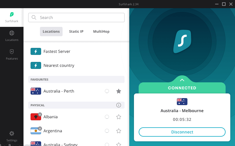 Открыть скриншот программы Surfshark Скриншот Surfshark