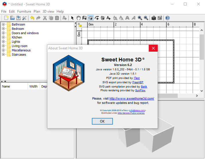 Открыть скриншот программы Sweet Home 3D Скриншот Sweet Home 3D