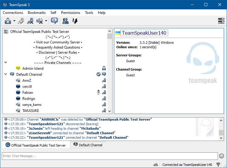 Открыть скриншот программы TeamSpeak Скриншот TeamSpeak