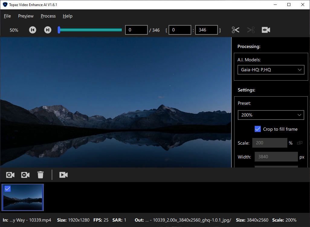 Открыть скриншот программы Topaz Video Enhance AI Скриншот Topaz Video Enhance AI