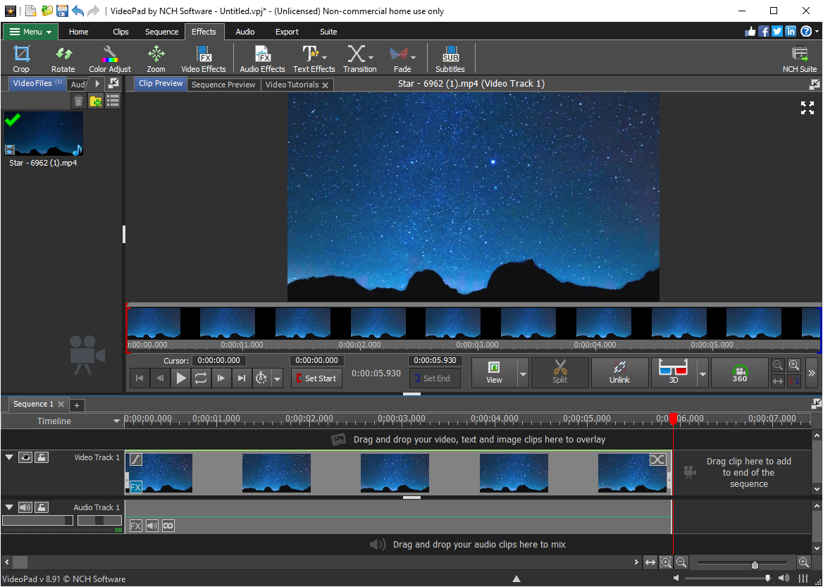 Открыть скриншот программы VideoPad Video Editor Скриншот VideoPad Video Editor