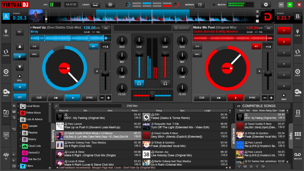 Открыть скриншот программы Virtual DJ Скриншот Virtual DJ
